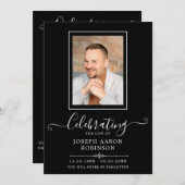 Fotoviering van het leven Orde van dienst zwart Programmakaart (Voorkant / Achterkant)