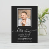 Fotoviering van het leven Orde van dienst zwart Programmakaart (Staand voorkant)