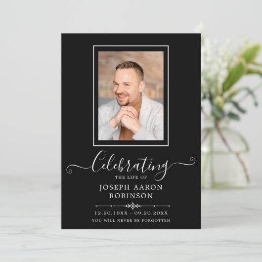 Fotoviering van het leven Orde van dienst zwart Programmakaart (Staand voorkant)