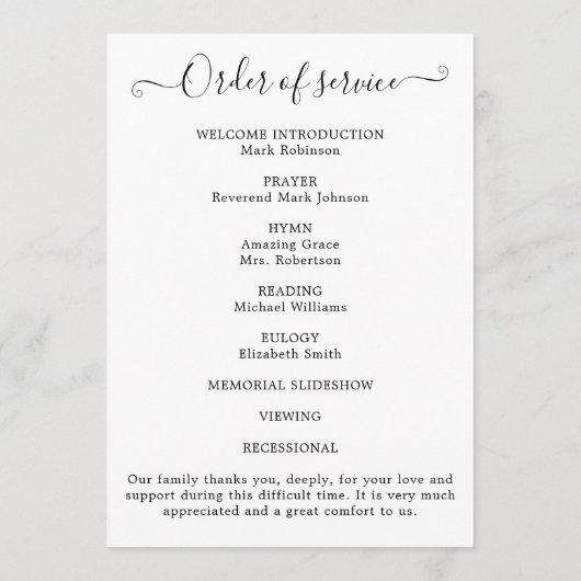 Fotoviering van het leven Orde van Service Programmakaart (Achterkant)