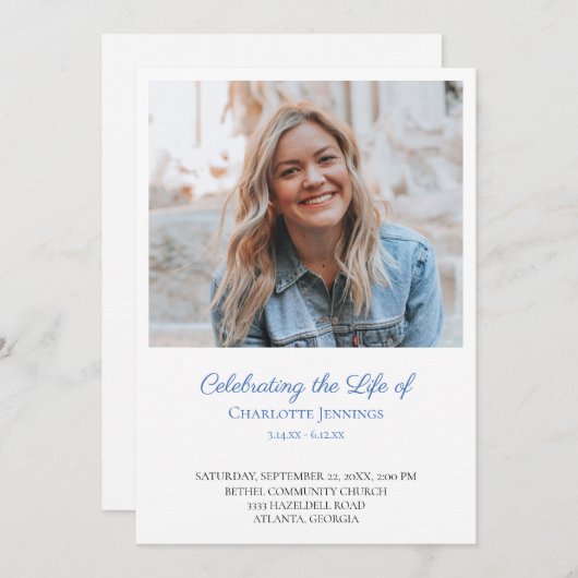 Fotoviering van het Life Order of Service-programm Programmakaart (Voorkant / Achterkant)