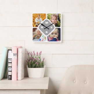 Fotovierkante wandklok uploaden