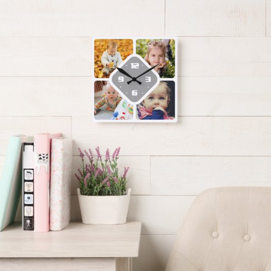 Fotovierkante wandklok uploaden (Leeskamer)