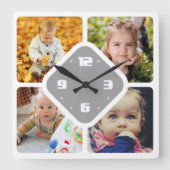 Fotovierkante wandklok uploaden (Voorkant)