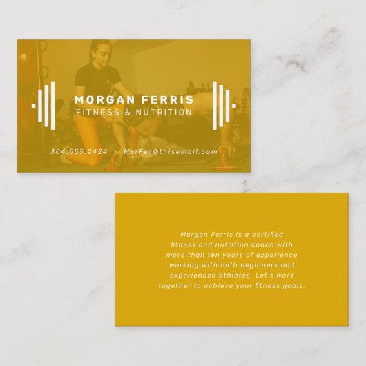 Fotovisitekaartje moderne fitnesstrainer visitekaartje (Voorkant / Achterkant)