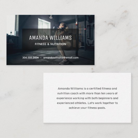 Fotovisitekaartje moderne fitnesstrainer visitekaartje (Voorkant / Achterkant)