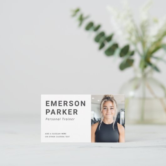 Fotovisitekaartje voor persoonlijke trainers visitekaartje (Staand voorkant)
