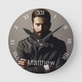 Fotovriendjesman monogram leuk ronde klok (Voorkant)