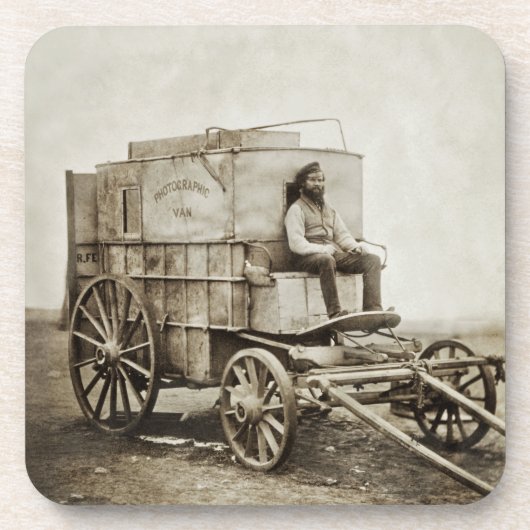 Fotowagen van Roger Fenton Fotorealisme Bier Onderzetter (Voorkant)