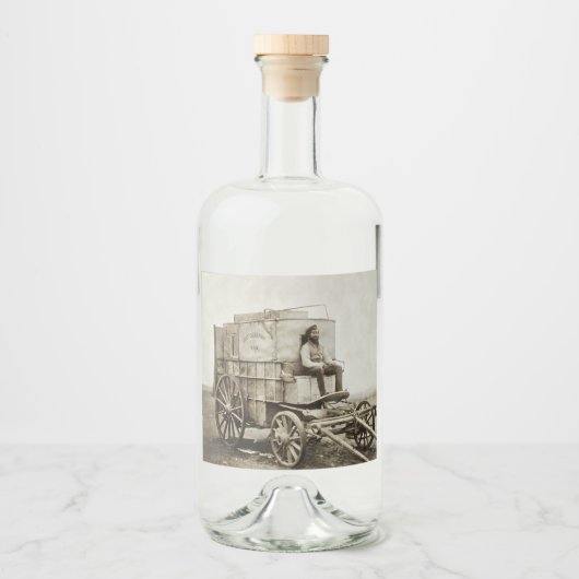 Fotowagen van Roger Fenton Fotorealisme Likeurfles Etiket (Voorkant)