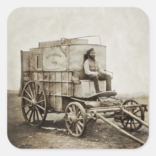 Fotowagen van Roger Fenton Fotorealisme Vierkante Sticker (Voorkant)