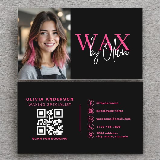 Fotowas Specialist Esthetician QR Code Hot Pink Visitekaartje