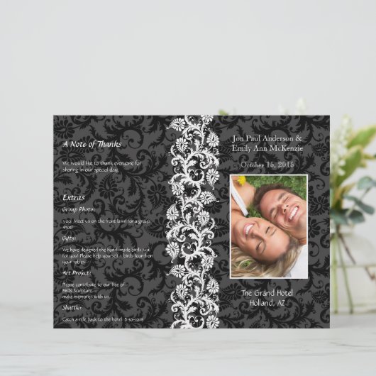 Fotoweddenschapsprogramma Black Gray & Red Damask (Staand voorkant)