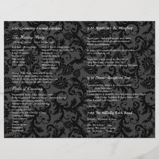 Fotoweddenschapsprogramma Black Gray & Red Damask (Achterkant)