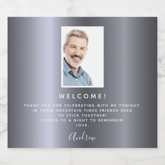 Fotowelkom op feestje bij Birthday party Silvex Sparkling Wijnetiket (Enkel label)