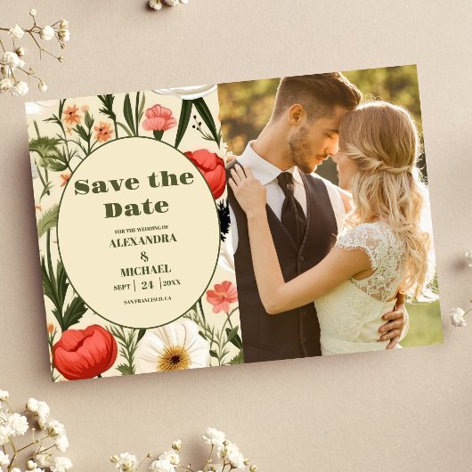 FotoWhimsical Wildflower Meadow Bruiloft Save The Date