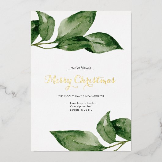 Fotoziekteverzekeringskaart Waterverf botanische s Folie Feestdagenkaart (Voorkant)