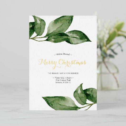 Fotoziekteverzekeringskaart Waterverf botanische s Folie Feestdagenkaart (Staand Voorkant)