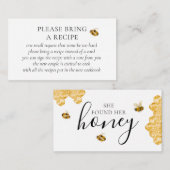 Found Her Honey Bee Bridal Shower Recipe Request Informatiekaartje (Voorkant / Achterkant)