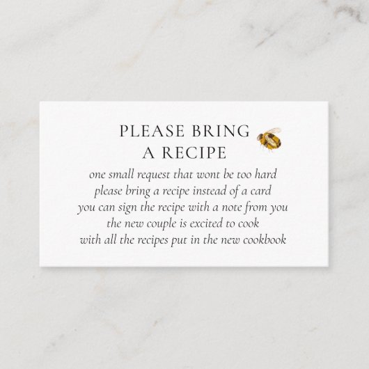 Found Her Honey Bee Bridal Shower Recipe Request Informatiekaartje (Voorkant)
