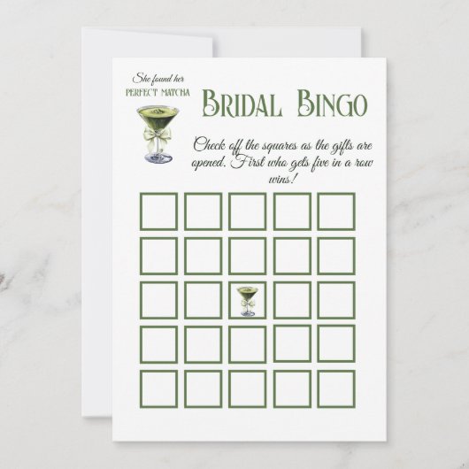 Found Her Perfect Matcha Bridal Shower Bingo Card Kaart (Voorkant)