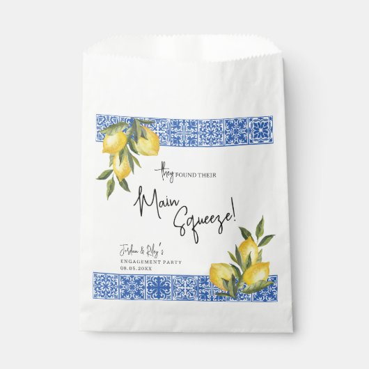 Found Main Squeeze Lemon & Blue Tegel Engagement Bedankzakje (Voorkant)