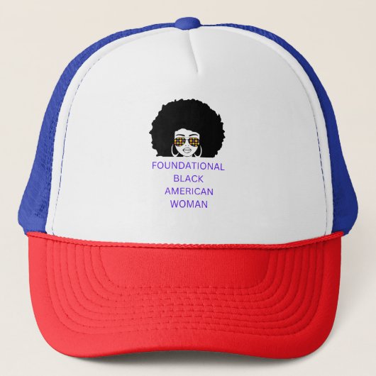Foundary Black American Woman Afro-bril Trucker Pet (Voorkant)