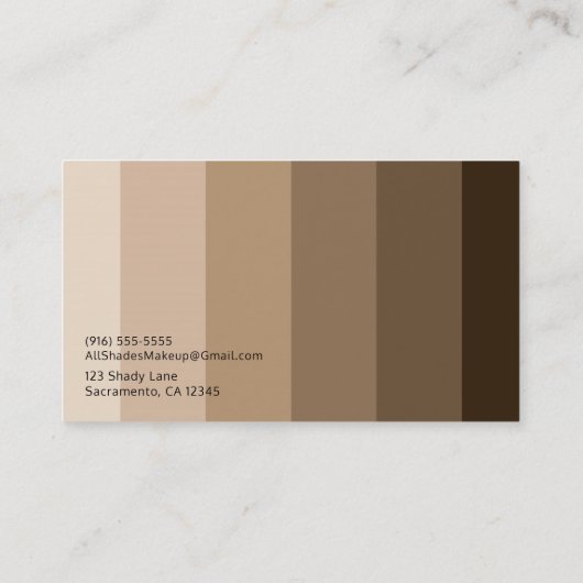 Foundation Eye Shadow Palette make-up Artist Visitekaartje (Achterkant)