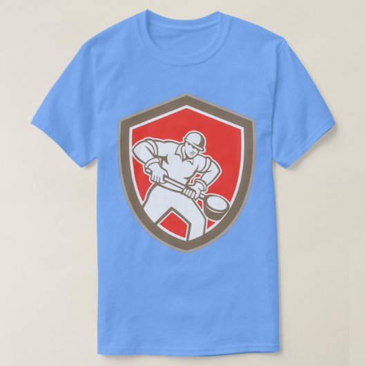 Foundry Worker Holding Ladle Retro T T-shirt (Design voorkant)