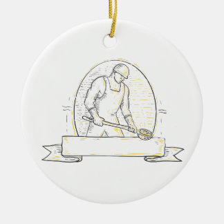 Foundry Worker Steel Ladle Miono Line Keramisch Ornament