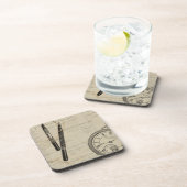 Fountain Pens and Watchface with Notes Bier Onderzetter (Rechterzijde)