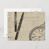 Fountain Pens and Watchface with Notes Briefkaart (Voorkant / Achterkant)