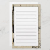 Fountain Pens and Watchface with Notes Briefpapier (Voorkant / Achterkant)