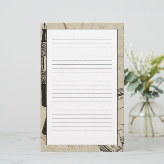 Fountain Pens and Watchface with Notes Briefpapier (Staand voorkant)