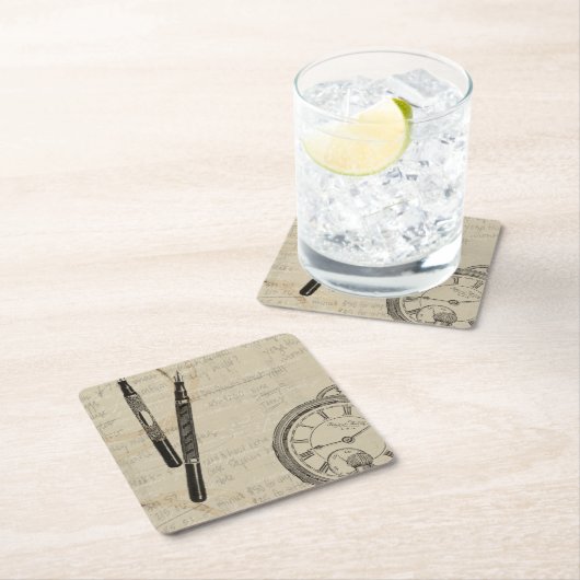 Fountain Pens and Watchface with Notes Kartonnen Onderzetters (Insitu)