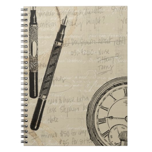 Fountain Pens and Watchface with Notes Notitieboek (Voorkant)