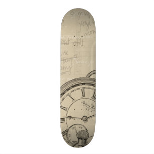 Fountain Pens and Watchface with Notes Persoonlijk Skateboard