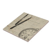 Fountain Pens and Watchface with Notes Tegeltje (Zijkant)