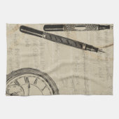 Fountain Pens and Watchface with Notes Theedoek (Horizontaal)