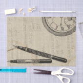 Fountain Pens and Watchface with Notes Tissuepapier (Craft)