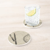 Fountain Pens and Watchface with Notes Zandsteen Onderzetter (Zijkant)