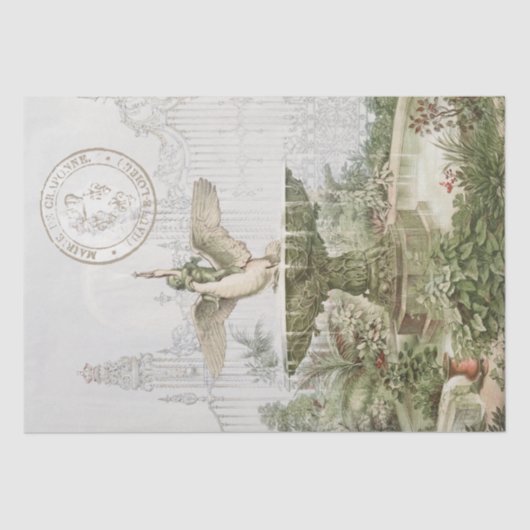 Fountain Swan Garden Franse ontkoppeling Tissuepapier (Voorkant)