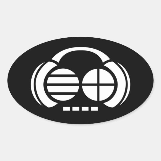 Four4th (ovale Sticker) - Witte Logo op zwart Ovale Sticker (Voorkant)