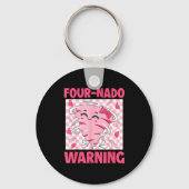 Four 4 Nado Warning Nk Tornado Themed Birthday Gir Sleutelhanger (Voorkant)