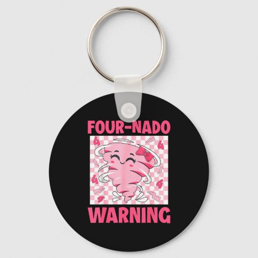 Four 4 Nado Warning Nk Tornado Themed Birthday Gir Sleutelhanger (Voorkant)