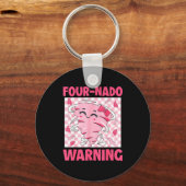 Four 4 Nado Warning Nk Tornado Themed Birthday Gir Sleutelhanger (Voorkant)