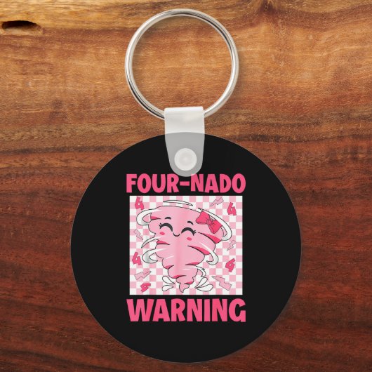 Four 4 Nado Warning Nk Tornado Themed Birthday Gir Sleutelhanger (Voorkant)