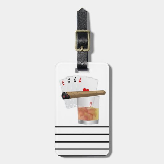 Four Aces, A Drink and A Cigar Bagagelabel (Voorkant verticaal)