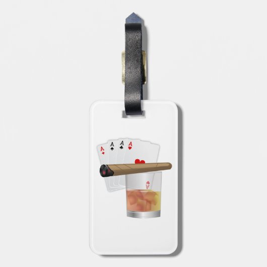 Four Aces, A Drink and A Cigar Bagagelabel (Achterkant verticaal)