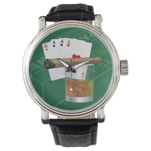 Four Aces, A Drink and A Cigar Horloge